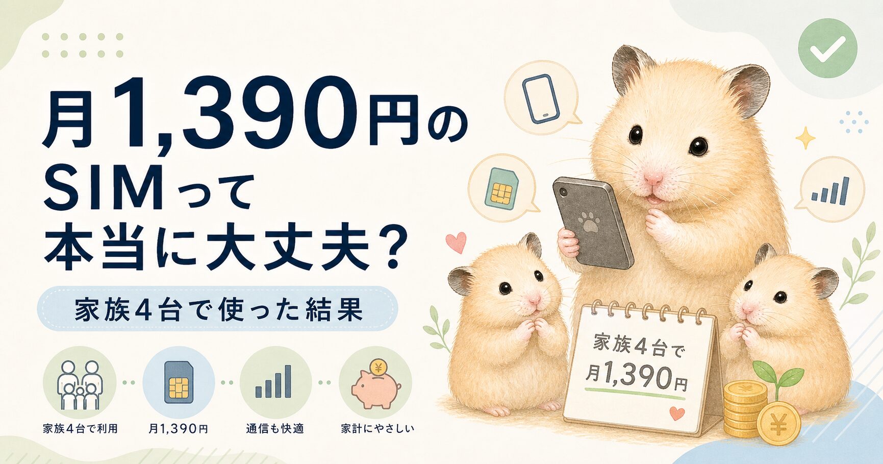 月1,390円のSIMって本当に大丈夫？家族4台で使った結果