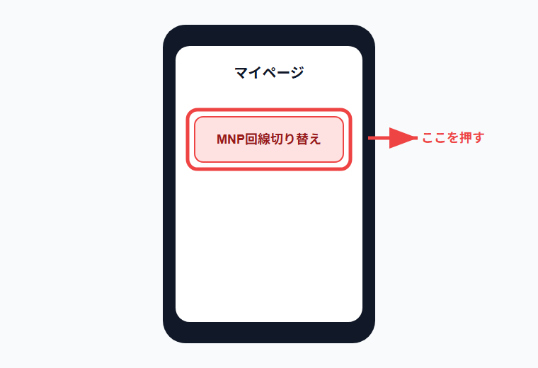 MNP回線切り替えボタンを押す画面イメージ
